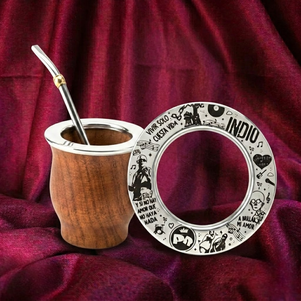Mate Algarrobo - Virola de metal c/bombilla (360º)