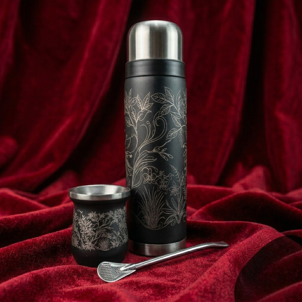 SET - Termo de 1 Litro y Mate Con Bombilla de 350 ml (360º)