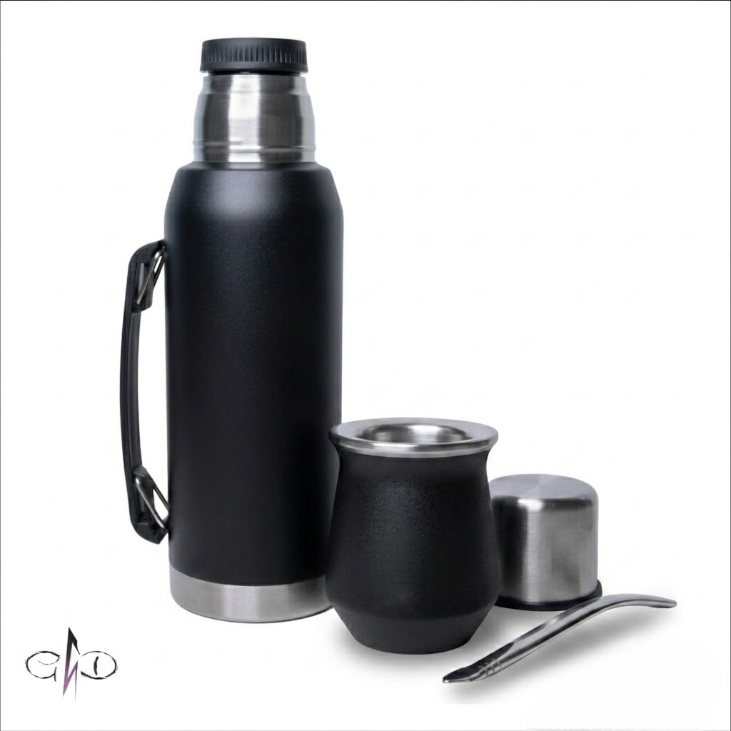 SET - Termo de 1 Litro y Mate Con Bombilla de 350 ml Premium